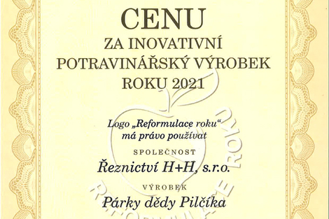 INOVATIVNÍ POTRAVINÁŘSKÝ VÝROBEK ROKU 2021